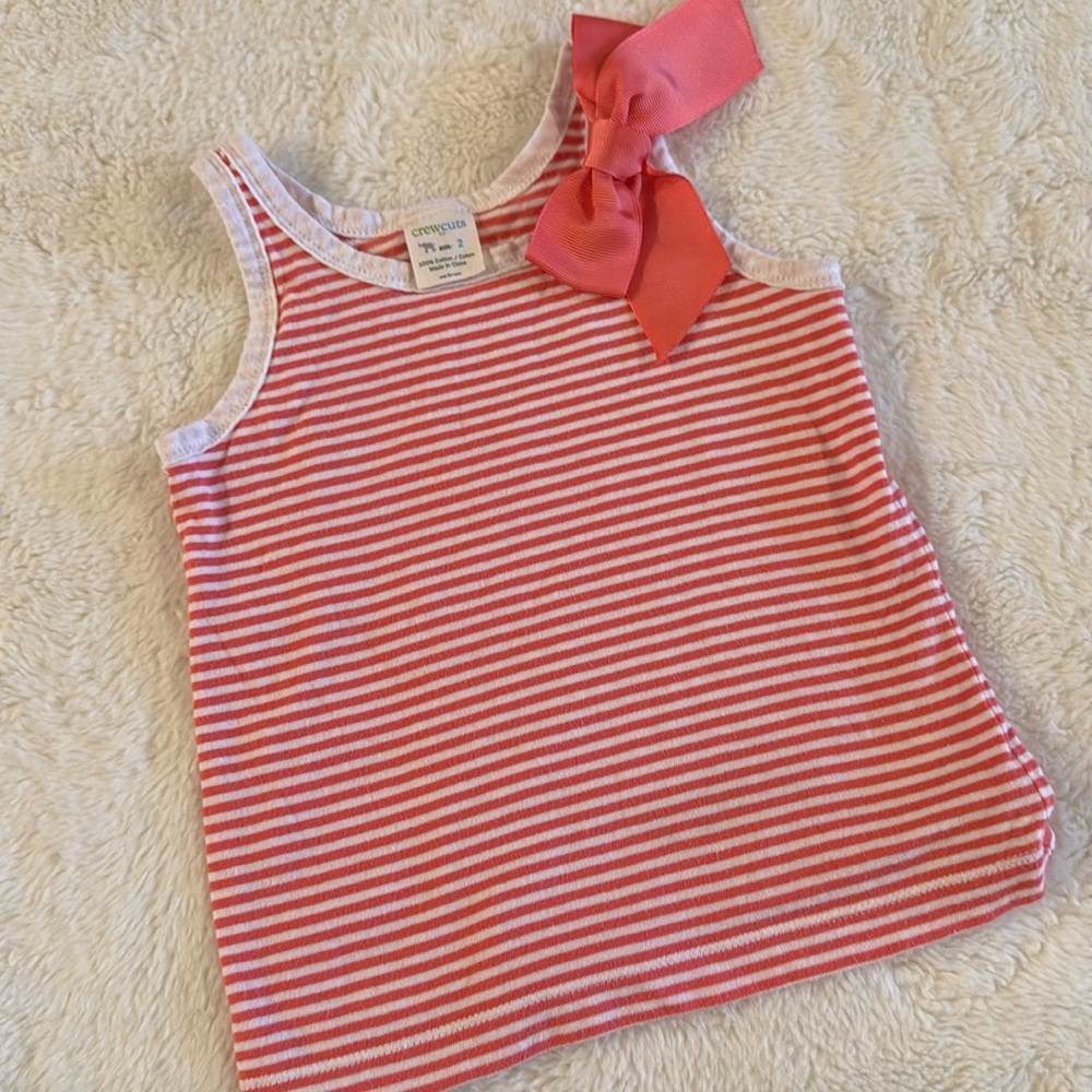 Crewcuts size 2 stripe girls tank with bow
